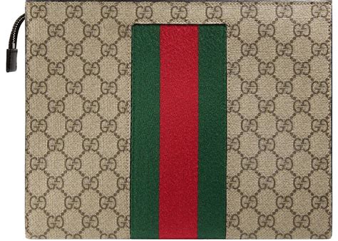 Gucci GG Supreme Web Pouch Beige/Ebony 